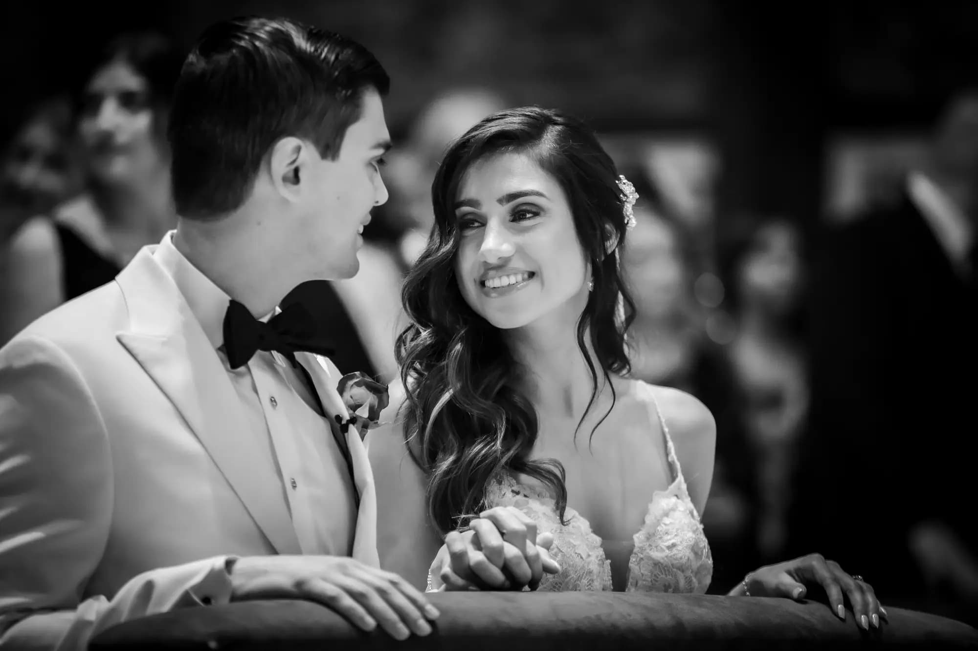 Black and white South Florida wedding — groom's emotion during the ceremony captured by Boogietek Photo+Cinema